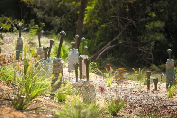 Yvonne Kendall, <em>About artichokes and other hearts</em>, 2005, bronze, painted cement. Donated through the Australian Government's Cultural Gifts Program by Michael Buxton 2005. Photo Robert Frith. Yvonne Kendall, <em>About artichokes and other hearts</em>, 2005, bronze, painted cement. Donated through the Australian Government's Cultural Gifts Program by Michael Buxton 2005. Photo Robert Frith.