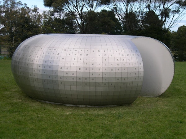 Adrian Page, <em>Torus – Hidden and revealed</em>, 2003, stainless steel, 150 x 400 x 400 cm. Gift of the artist under the Commonwealth Cultural Gifts Program 2004. Photo Mark Chew. Adrian Page, <em>Torus – Hidden and revealed</em>, 2003, stainless steel, 150 x 400 x 400 cm. Gift of the artist under the Commonwealth Cultural Gifts Program 2004. Photo Mark Chew.