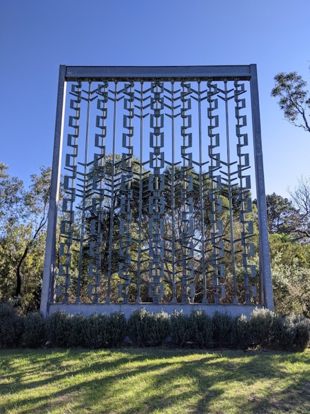 Lenton Parr, Customs House screen, 1966, bronze, steel, 870 x 581 x 35 cm. Gift of Yarraview Properties Pty Ltd 1997. Lenton Parr, Customs House screen, 1966, bronze, steel, 870 x 581 x 35 cm. Gift of Yarraview Properties Pty Ltd 1997.