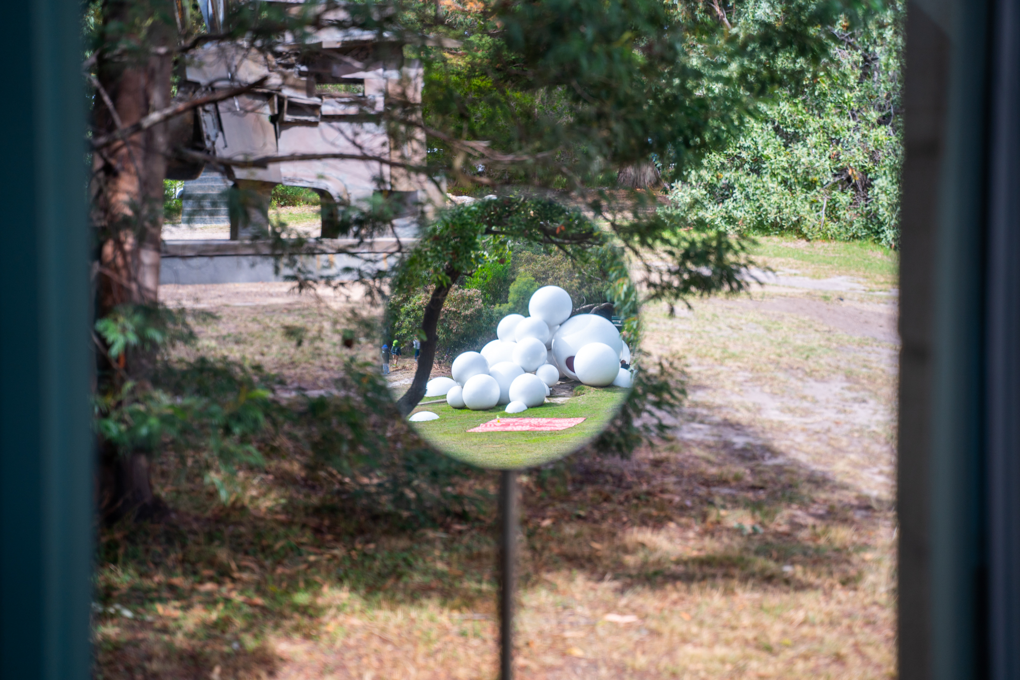 Norma Redpath 'Desert Arch' 1964 (in background) and Peter Corlett 'Tarax Play Sculpture' 1969.